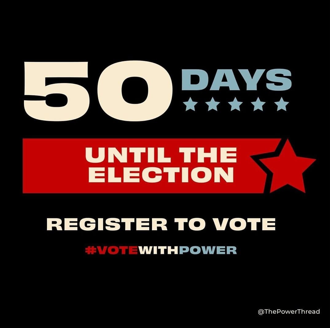 thepowerthread's tweet image. It's 50 days until the #election. For the next 50 days, we will be primarily posting content encouraging you and your friends to go out and #vote! Tag us in our hashtag #VoteWithPower to share your voting plan!⁠ 🗳️

#VoteWithPower graphic designed by @julia_grippo ⚡️⚡️⚡️