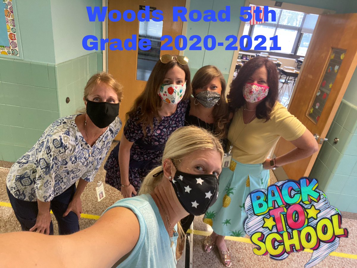 kdeanteacher's tweet photo. Our 5th grade team together again! So exciting to be back in person with our students! #teachnb #teachinginapandemic @nbschools thanks to @AntonacciMrs for her great selfie skills! #schoolsreopening https://t.co/Z8HhTt6p7w
