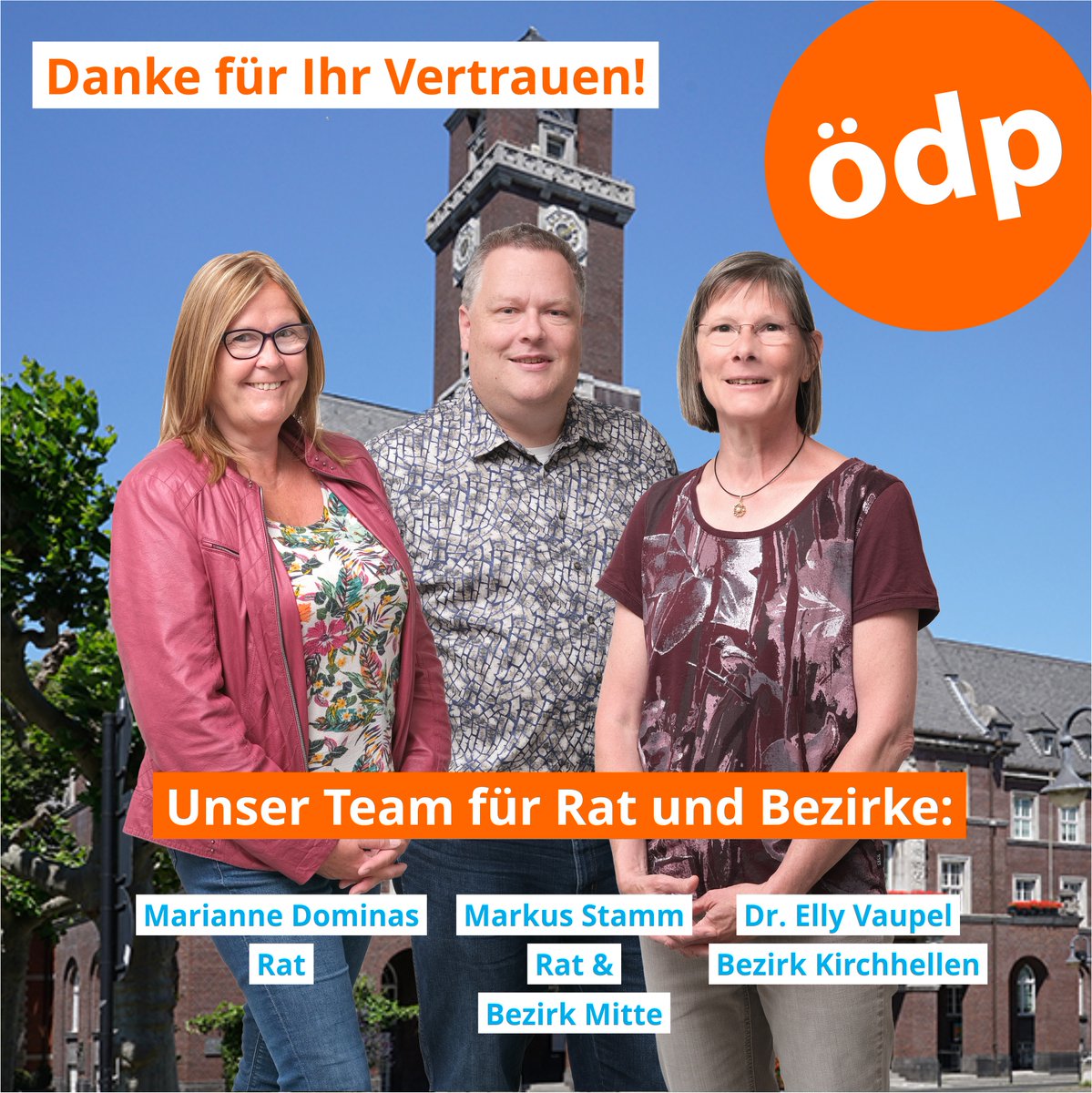 OeDPBottrop's tweet photo. Wir danken allen unseren Wählerinnen und Wählern für das in uns gesetzte Vertrauen. Auch wenn wir mit diesem Ergebnis leider knapp die Fraktionsstärke verfehlt haben, freuen wir uns über 2 Ratsmandate und je einen Sitz in den Bezirksvertretungen Mitte und Kirchhellen. https://t.co/jAZDGIdIQz