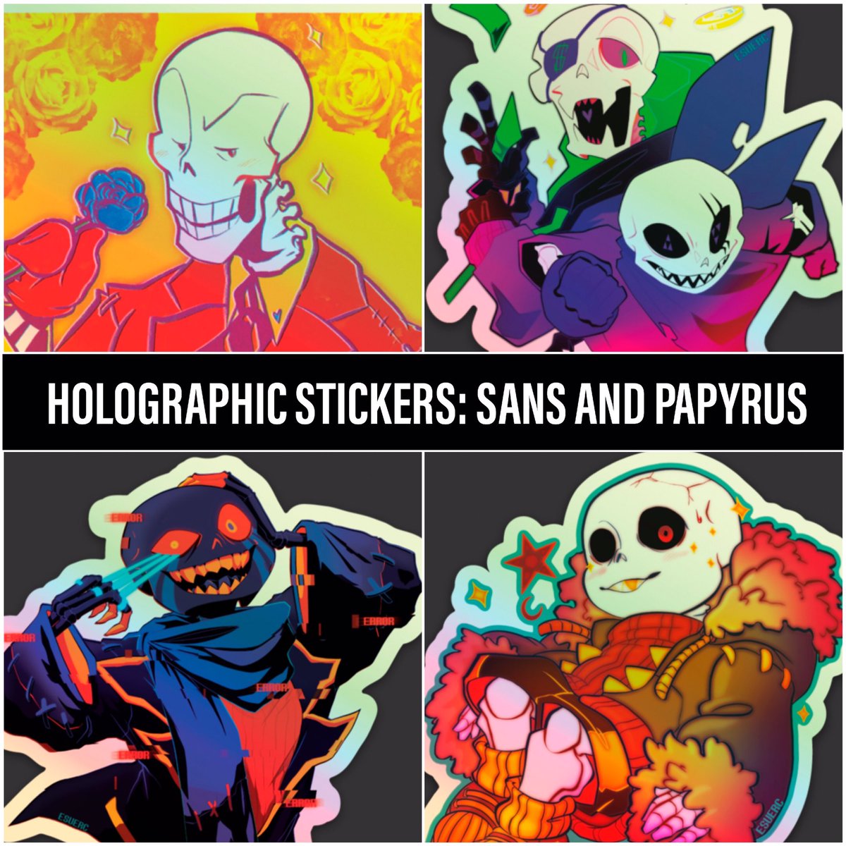 ((CORRECTED SHOP LINK!!))

My new Undertale AU sticker design are now available! Holographic stickers are now in stock! International orders OK!
#undertaleAU

SHOP: https://t.co/An36tYMzUC 