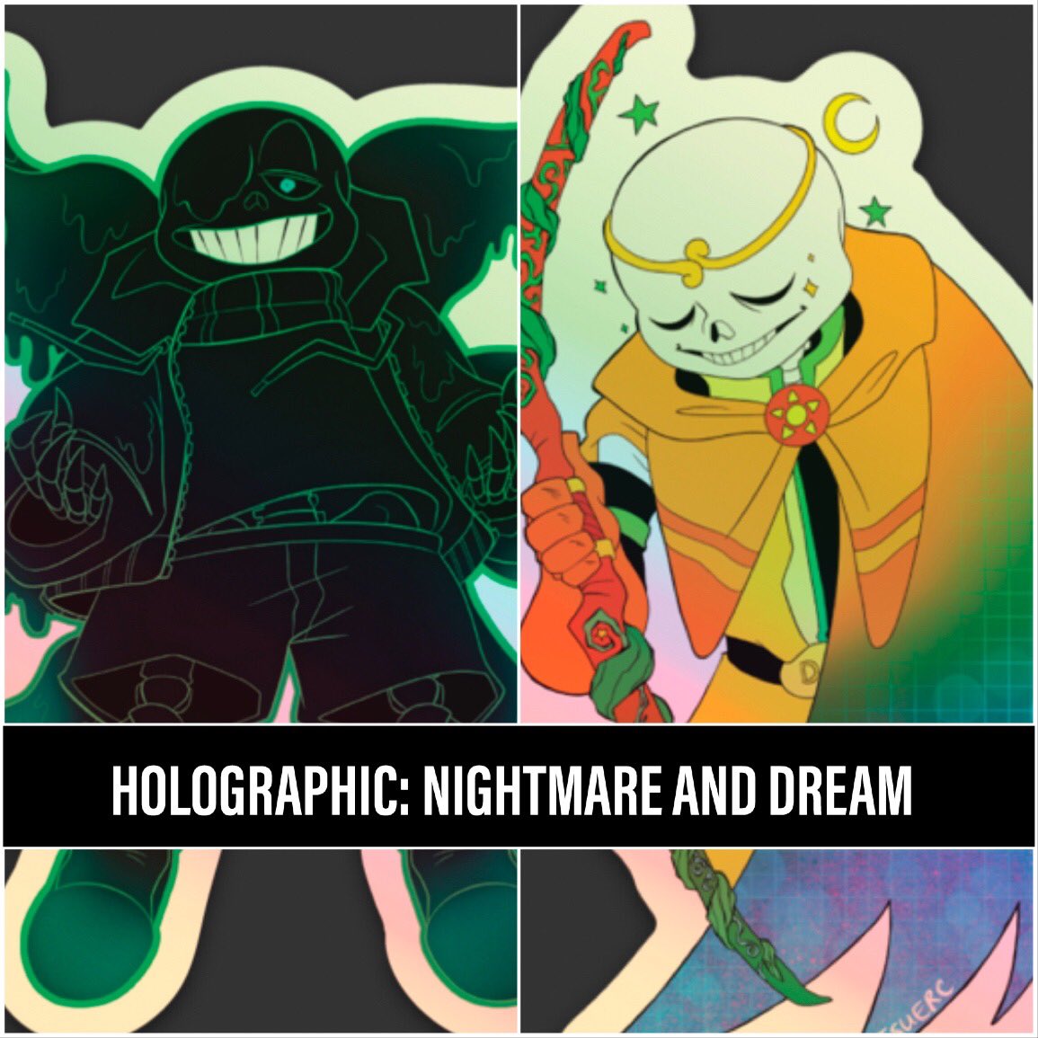 ((CORRECTED SHOP LINK!!))

My new Undertale AU sticker design are now available! Holographic stickers are now in stock! International orders OK!
#undertaleAU

SHOP: https://t.co/An36tYMzUC 