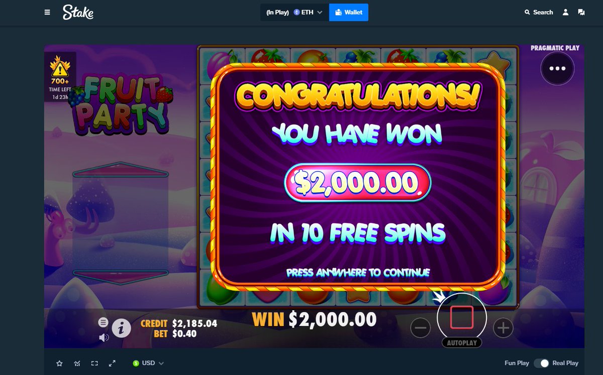 5,000x on Fruit Party! Let's fucking go! <a href="/Stake/">Stake.com</a>