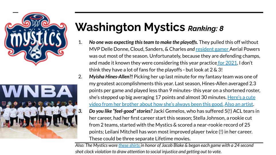 What to watch for from the  #WashingtonMystics: