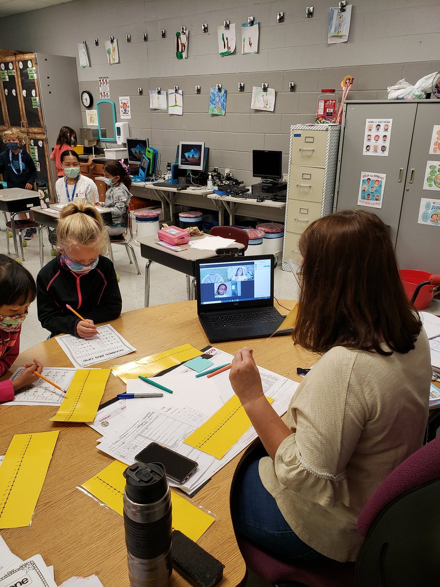 ShannonHcoach's tweet photo. Getting our 1st grade math on in person at from home! #LionPride @RSELions @SusanLoveless23 @AnnHaley_RCS #Gunder #Forsythe https://t.co/iTd4TtXp92
