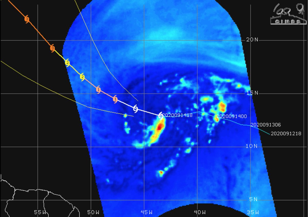 In addition to all of this, the LLC is exposed to the north with recent microwave imagery further showing that the core isn't well developed. This makes the storm more susceptible to dry air intrusions and shear. 6/