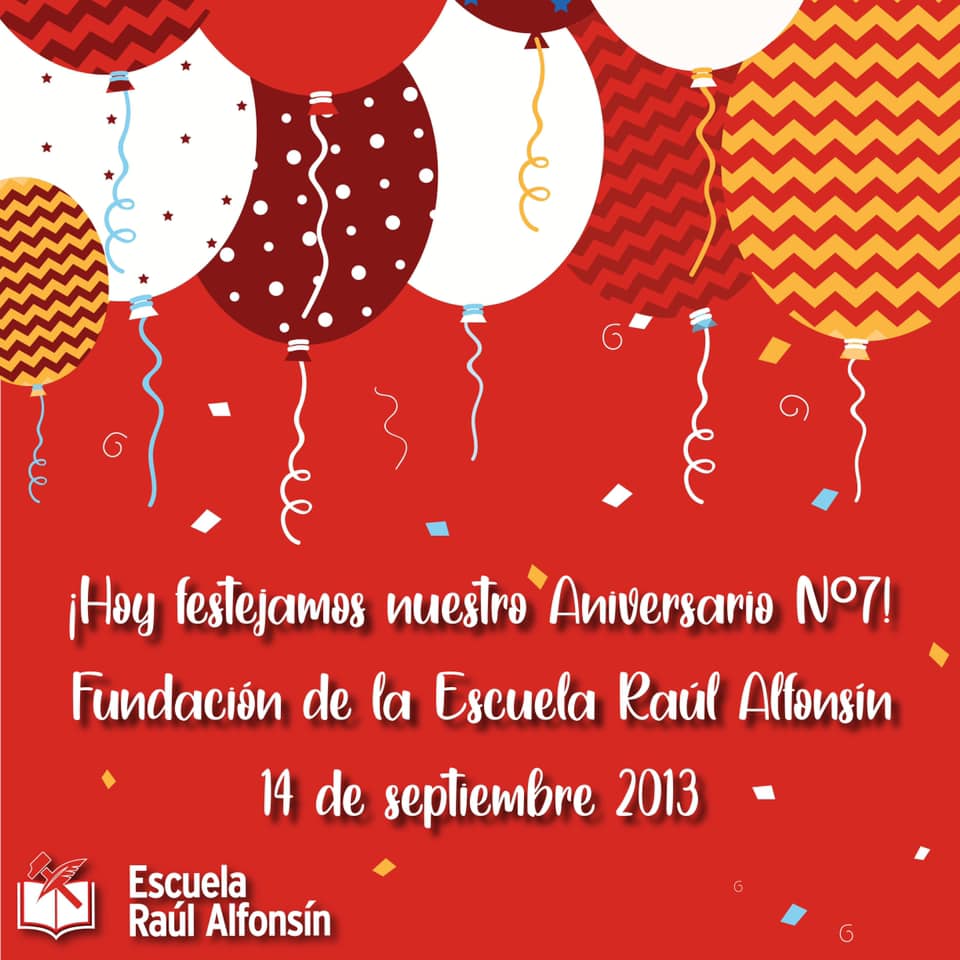 escuelara's tweet photo. ¡La Escuela cumple 7 años! 🎉
Un día como hoy de 2013, como jóvenes decidimos honrar al hombre que tuvo desafío de conducir al país por la senda del bien comun. Hubo momentos hermosos y los hubo difíciles, hubo amarguras como hubo abrazos, encuentros y satisfacciones. https://t.co/d0QsAUoprI