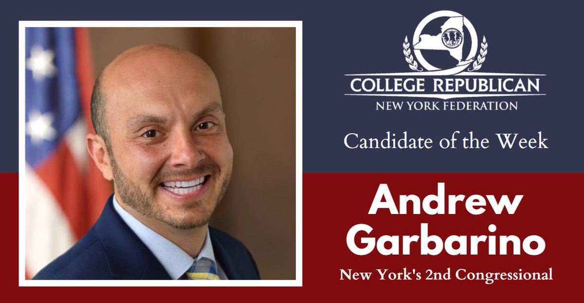 NYFCRs's tweet photo. We are proud to announce that week's #CandidateOfTheWeek is @GarbarinoforNY! Assemblyman Garbarino is running for New York's 2nd Congressional District. Give Andrew Garbarino for Congress a LIKE/FOLLOW and stay tuned all week for information about Andrew!
 #LeadRight https://t.co/ENCk5KMtCA