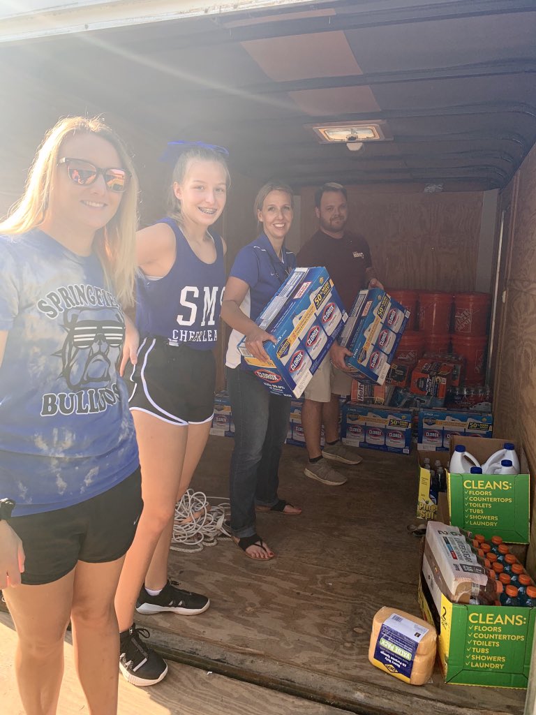 Today we delivered cleaning supplies, water and food boxes to DeRidder Junior High. We also cooked and gave out over 700 BBQ plates! Thanks to our students, faculty and community for supporting this project!