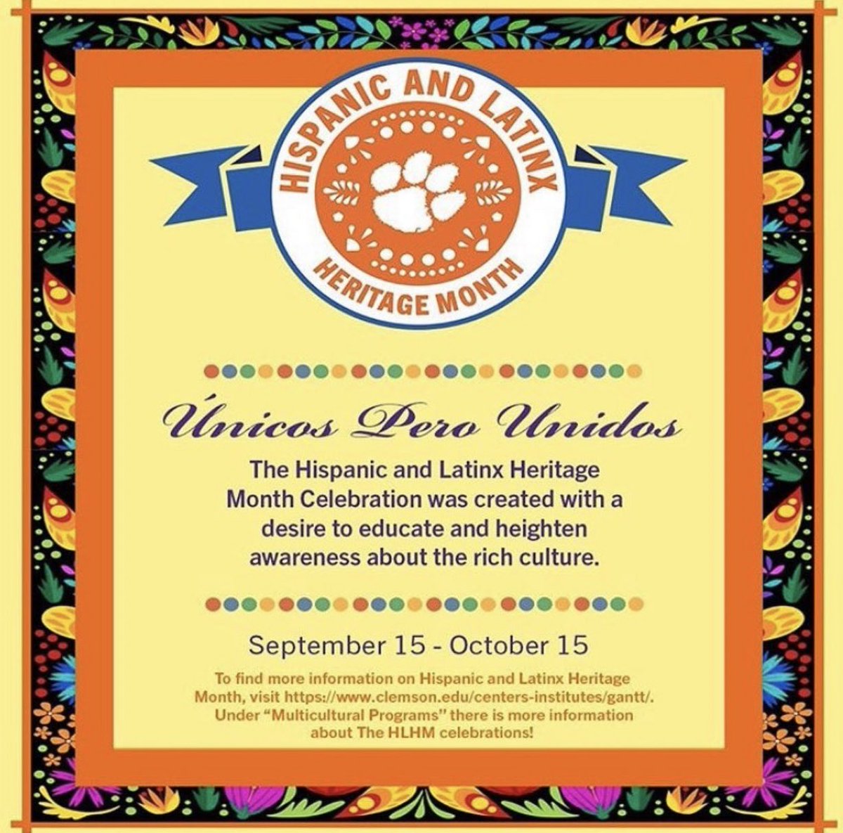 What an exciting time❗️Tomorrow Hispanic and Latinx Heritage Month starts with a bang with Grad School Chisme at 7:00pm @cu_lgsa and many more AMAZING events to come🥳 A darle con todo mi gente✊🏽 Únicos pero Unidos #HLHM #Latinos