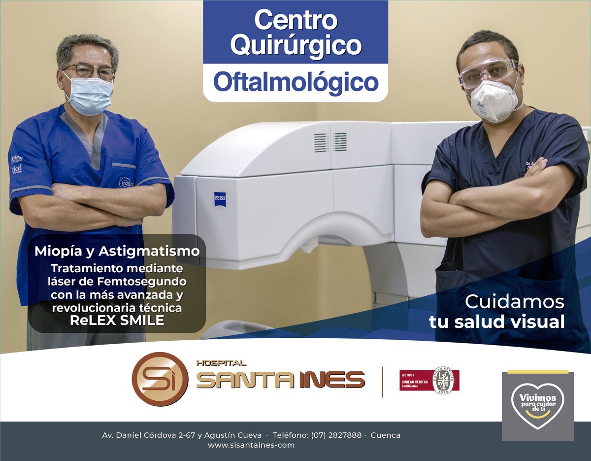 HSantaInes's tweet photo. ¿Problemas con tu visión?

Es posible que sufras de Miopía o Astigmatismo

Nuestros especialistas se encargarán de diagnosticar tu problema y realizar un tratamiento mediante láser de Femtosegundo con la más avanzada y revolucionaria técnica ReLEX SMILE.

#HSICuenca https://t.co/Oy4JmLeCLr
