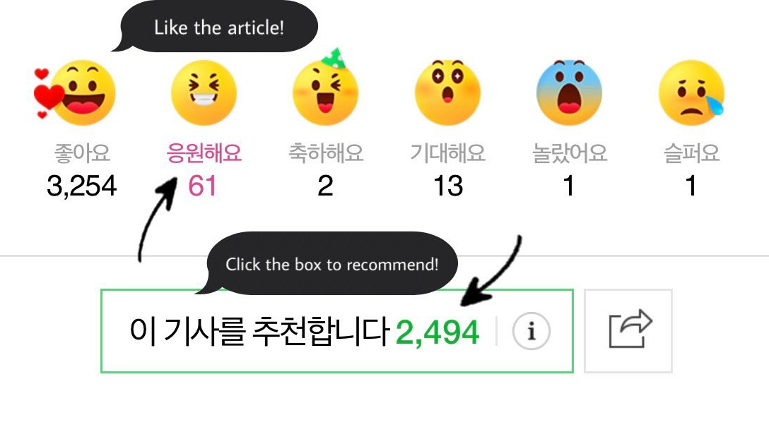 SEPT. 15 (KST) @Stray_Kids NAVER articles toUPVOTE  | RECOMMEND | SHARE(in chronological order)  http://naver.me/IGADRtBo What it should look like after: should be PINK BOX should be GREEN**Check the pic  #SKZSupportTeamTHREAD