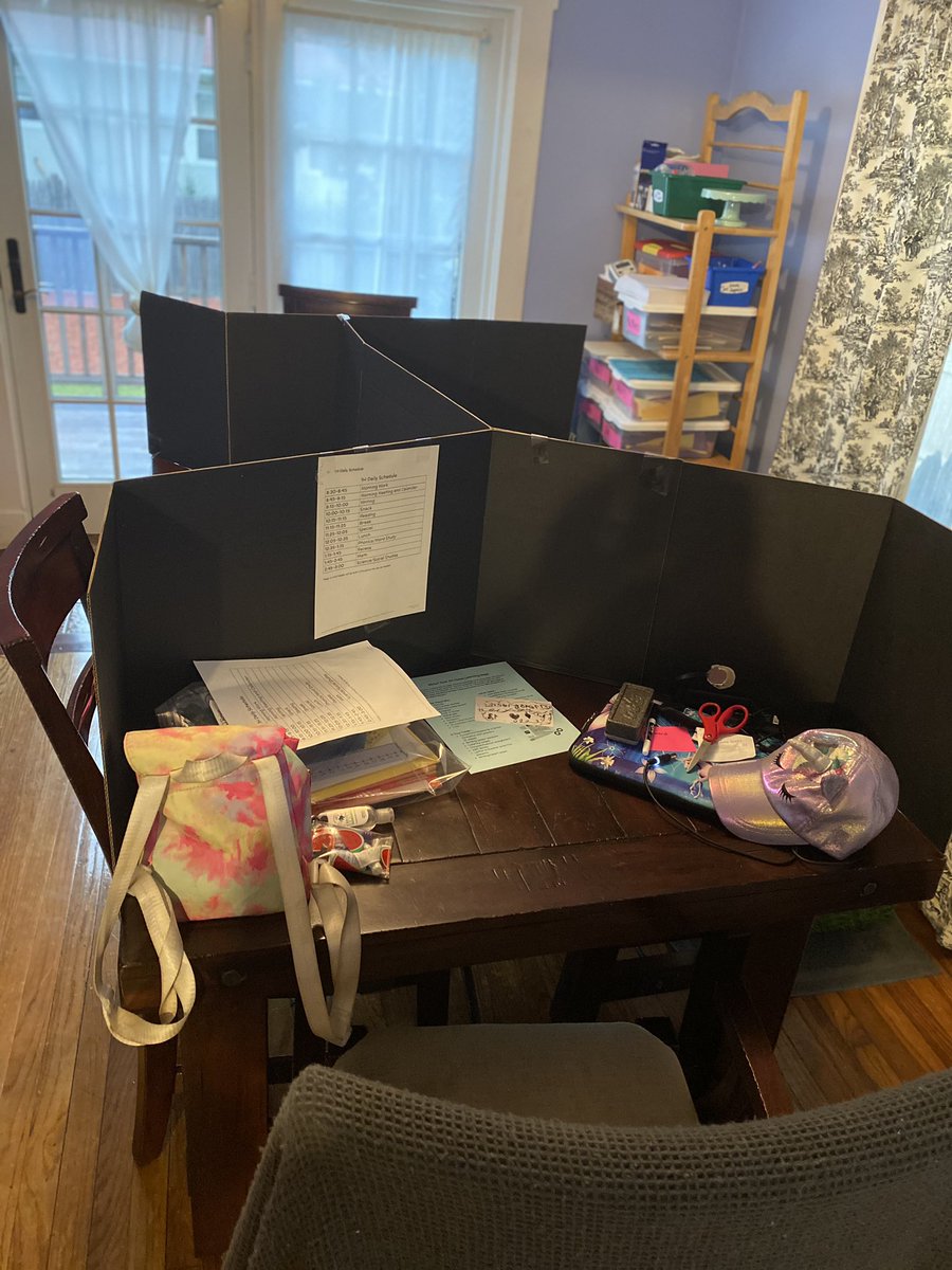 aobrien78's tweet photo. Remote learning Party of 5. My office is in the way back. I can’t look at all the Pinterest setups I don’t have the space. O’Brien crew are going to do some real family bonding and eating on the couch. We’ve got this!🥴 @DedhamRiverdale @DedhamSchools #DedhamPS https://t.co/lb40WbJ263