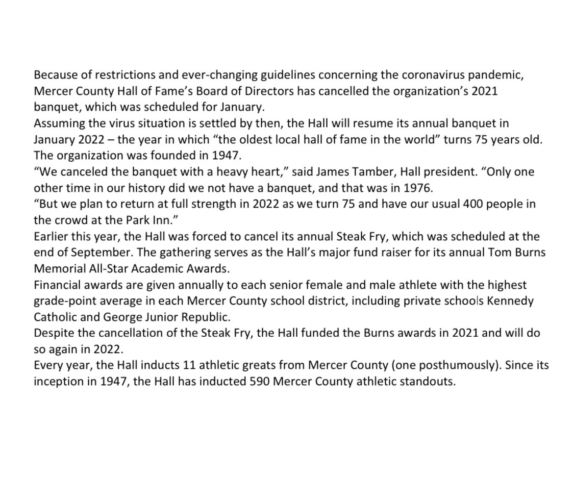 Mercer County HoF tweet media
