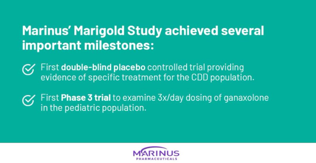 CDKL5_IFCR's tweet photo. A monumental day for the #CDKL5 comunity as @MarinusPharma announced positive top-line results from its pivotal Phase 3 clinical trial, the #MarigoldStudy, bringing us one step closer to having the first treatment indicated for CDD! https://t.co/h247fhhrP0