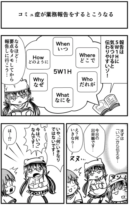 「コミュ症が業務報告をするとこうなる」って漫画を描きました#コミュ症人間 #漫画 #4コマ漫画 #漫画が読めるハッシュタグ 