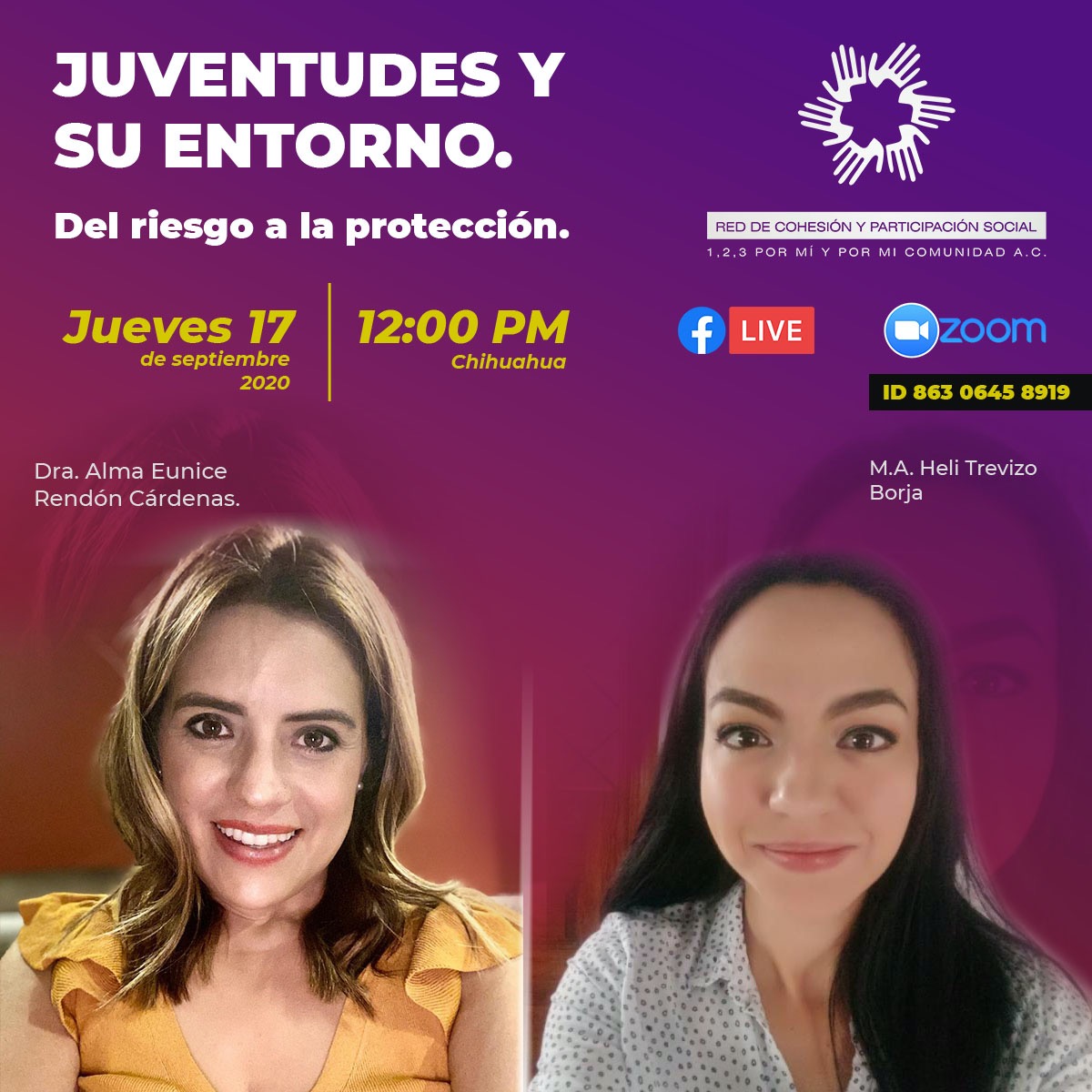 trevizo_heli's tweet photo. Este jueves conversatorio sobre los factores de riesgo y de protección en la prevención de la violencia en juventudes con la Dra. en sociología y políticas públicas @EuniceRendon #RedDeCohesion https://t.co/y4LtgHYpzz