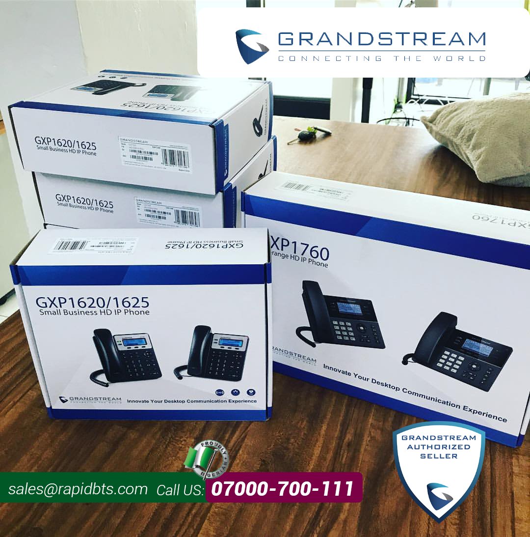 RapidBTSTelecom's tweet photo. Do you need help with Grandstream products configurations and support in Nigeria ? call 07000.700.111
UCM6510, UCM6202, UCM6204, GXV3350, GXV3370 video IP phone, GXP1625 etc. https://t.co/hpjFqySPDa