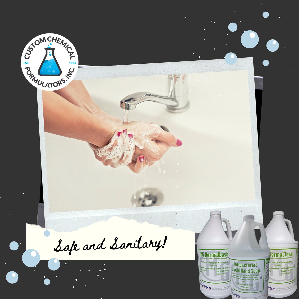 CCFI offers a wide range of products that you can private label that ensure a safe and sanitary environment for your employees and guests! 🧼 

Visit our website customchem.com to learn more! 

#WashYourHands #HandSoap #PrivateLabel #CustomProducts #ContractManufacturing