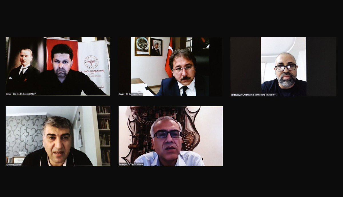 drfahrettinkoca's tweet photo. ANKARA, İZMİR, KAYSERİ, ÇANKIRI ve ADIYAMAN’ın sağlık müdürleriyle ayrı ayrı video konferansta bir araya geldik. Vaka artışlarının sebeplerini, yoğun bakım kapasiteleri ve filyasyon oranlarını ele aldık. İlave tedbirleri değerlendirdik. BAŞARI, BİRLİKTE MÜCADELEDE GİZLİDİR. https://t.co/qF6Uvrpn9T