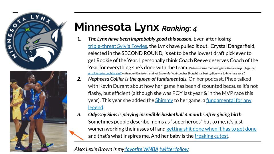 What to watch for from the  #MinnesotaLynx: