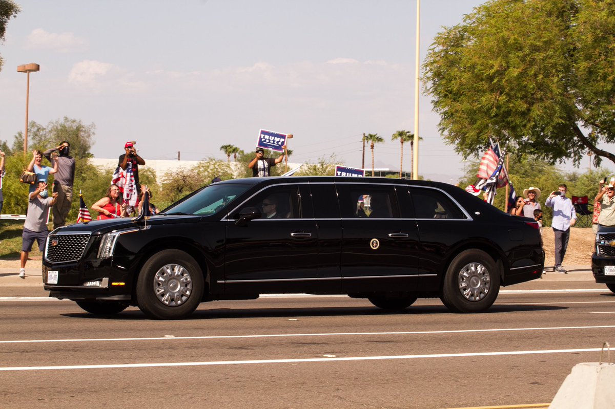 Coast__Coast's tweet photo. Today was worth the pints of water I lost waiting for the best President ever @realDonaldTrump at the Arizona Grand with the traditional thumbs up. Thank you long lens! #TrumpinAZ #Maga https://t.co/Jbm7jBPH2M