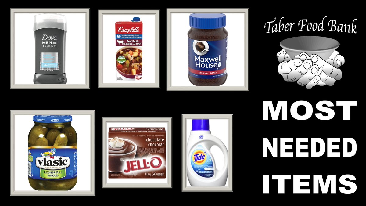 TaberFoodBank's tweet photo. Our #weeklywishes! #mensdeodorant #beefbroth #instantcoffee #pickles #puddingmix #laundrydetergent https://t.co/LpObCiMv2l