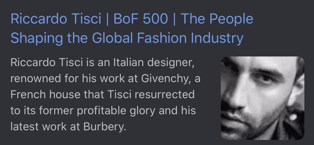 RICCARDO TISCI(Fashion Designer | Chief Creative Officer, Burberry)Givenchy (2005-2018)Burburry (2018-present)