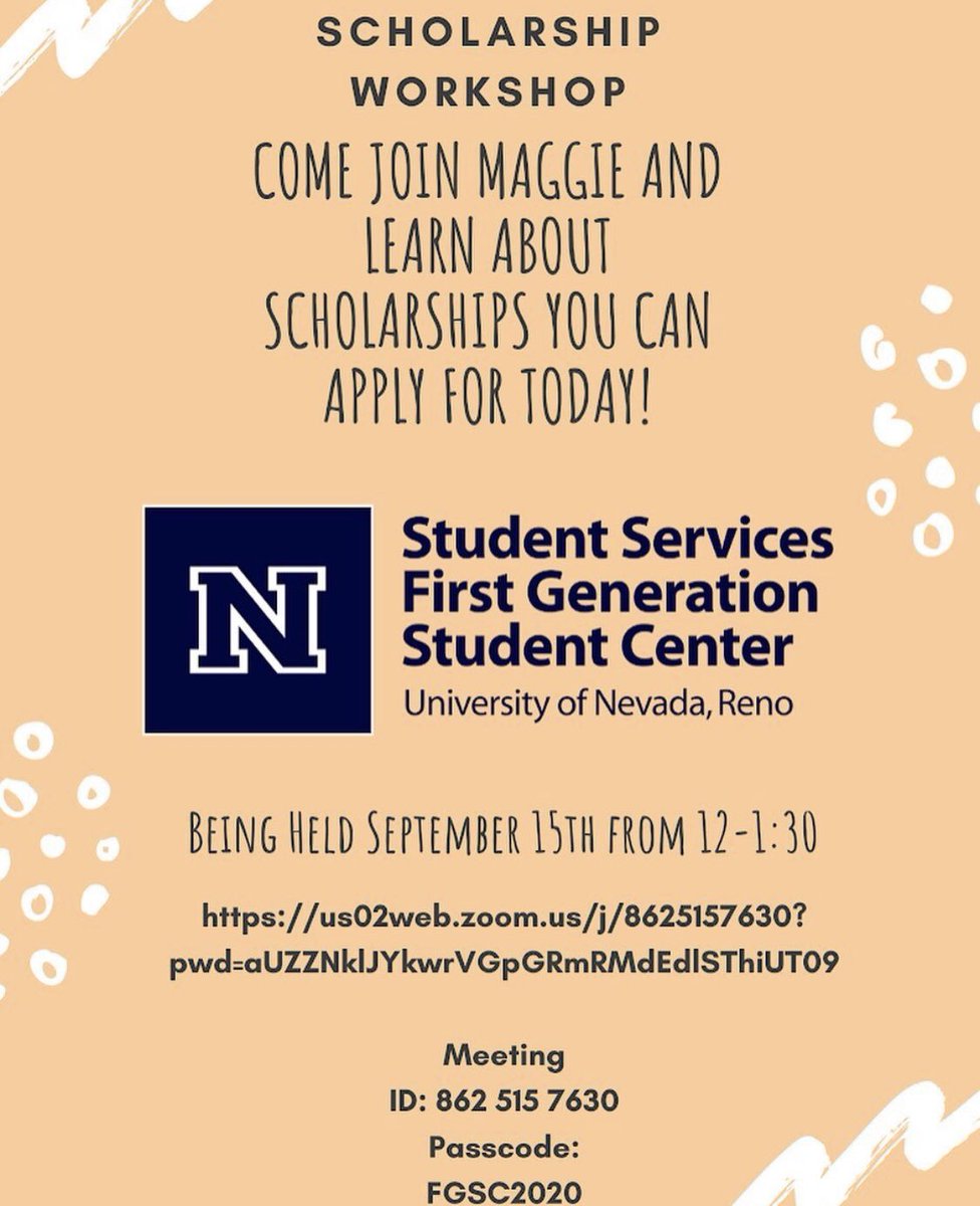 FirstinthePack's tweet image. Welcome Back First In The Pack!

We have a workshop for you! Join Maggie Baker, First in the Pack mentor, tomorrow, September 15th 12:00 pm - 1:30 pm on zoom and learn tips and tricks that you can use when applying for your next scholarship! 

#firstgen #firstgennv #unr #reno