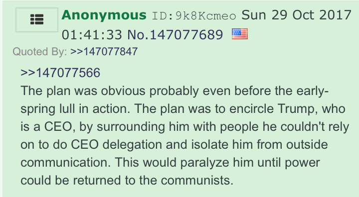 But most anons sat comfortably back in the Conspiracy Zone, praising Trump and suggesting he was the victim of a conspiracy involving Communists, or "Luciferians", or pedophiles. Like we said: sounds familiar, right?