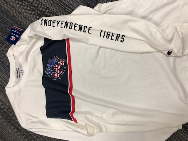 tigerthreads's tweet photo. We're NOW OPEN online! Each week, we'll highlight select items, but supplies are limited so ACT FAST! Our first 2 items are this Champion Navy Hoody &amp; White L/S Tee. Pickup will be on Mondays between 2-4pm in the loop. 👀 the dropdown menu here to order! https://t.co/9JkR5Gs9zv https://t.co/wMsEFHEcsE