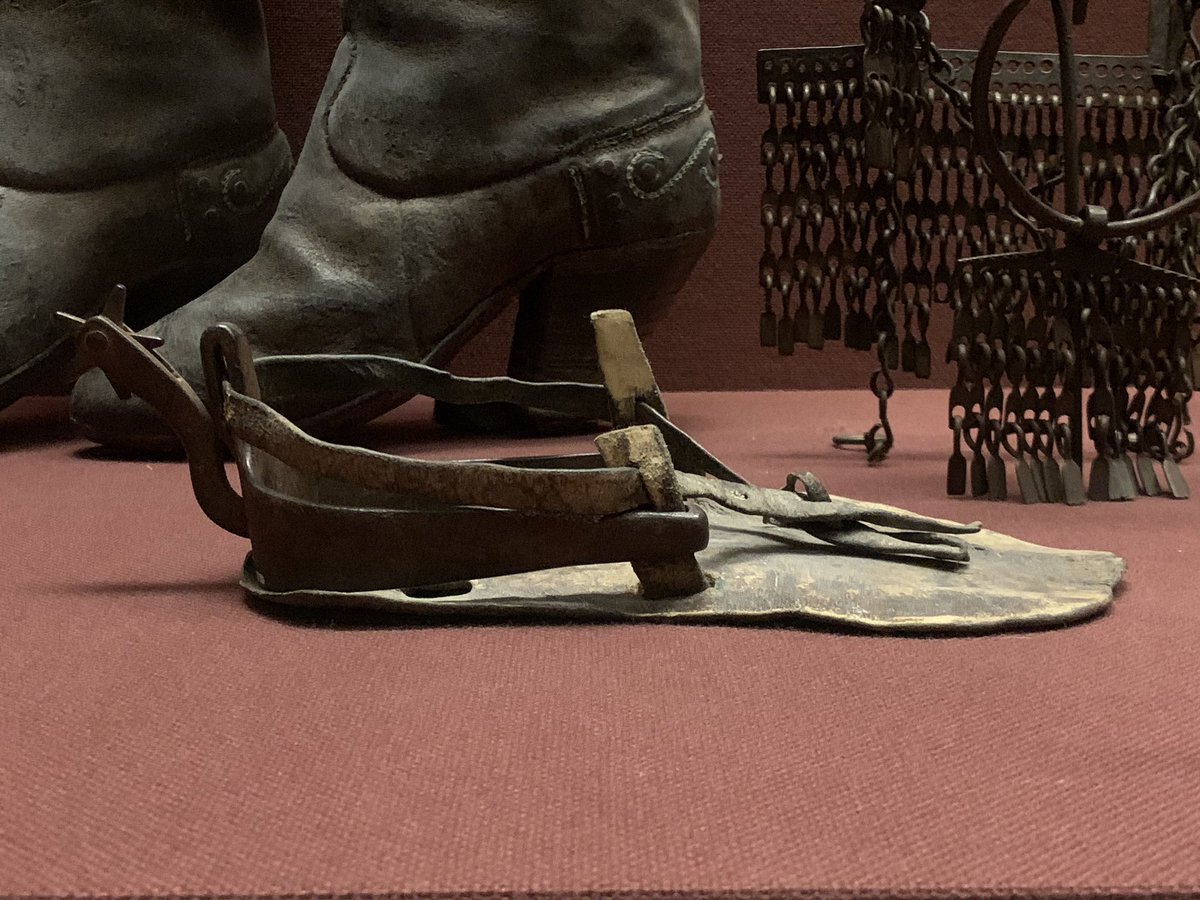 ncwhm's tweet photo. Check out this sandal with spur from Mexico, 1775-1825. It's iron and rawhide. Iron spurs were often a luxury and sturdy leather boots weren't always easy to get during the frontier era. Hope this spurs you on to learn more and visit the Museum. Lol! #HashtagTheCowboy Thanks, Tim https://t.co/hPRoiDfhoW
