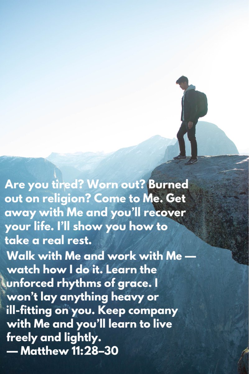 MintsPaul's tweet image. Rest is an internal gift, not an external compensation earned. We tend to carry FAR MORE than God ever asks us to, wearing ourselves out, draining our mental, emotional and spiritual energies unnecessarily.
#TCALfam #PeaceIsAvailable #RestForYourSouls