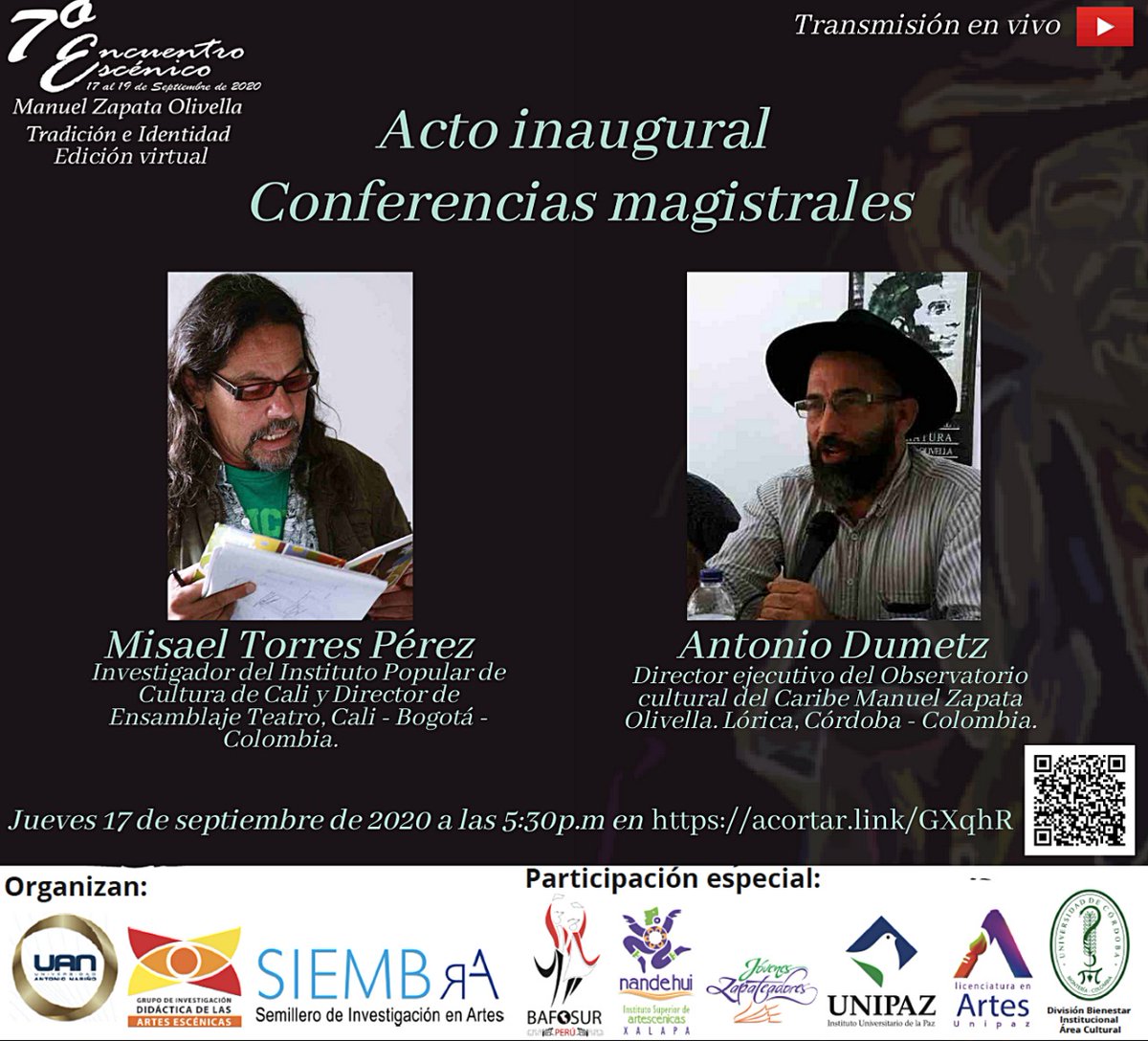 premio_mzo's tweet photo. @AlcaldiaLorica @dairom49 @bibliounivalle @anapamartinez @JJLN0468 nuestro director, escritor Antonio Dumetz S estará en "7MO ENCUENTRO ESCÉNICO MANUEL ZAPATA OLIVELLA TRADICIÓN E IDENTIDAD" Hablará de "Tierra Mojada" conflicto, tenencia de la tierra, mestizaje y blanqueamiento. https://t.co/Nrr6BdczWq