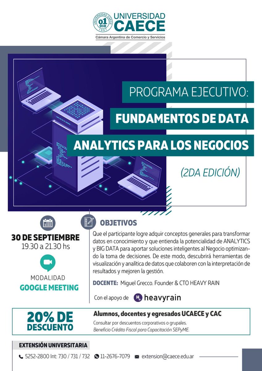 heavyraintech's tweet photo. 🗓️30-09 #savethedate! Se viene la 2da. Edición de "Fundamentos de Data Analytics en los Negocios"
Inscribite en https://t.co/91vRD3RWjU
#TransformaciónDigital #Analytics #pyme #socialmediamarketing #Insights #businessanalytics #delbeepalclick #Datavisualisation #datos #BigData https://t.co/1oGTrF1xHX