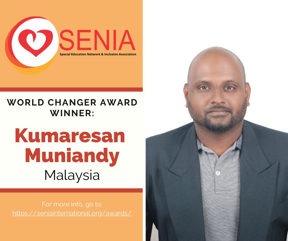 seniaworldwide's tweet photo. Congratulations Kumaresan S/O Muniandy as the recipient of the World Changer Award!  His work in Malaysia focusses on training students in vocational skills to become skilled workers and venture into the field of entrepreneurship. See https://t.co/ZuGT26ypie for more information. https://t.co/MqOC7DwV1H