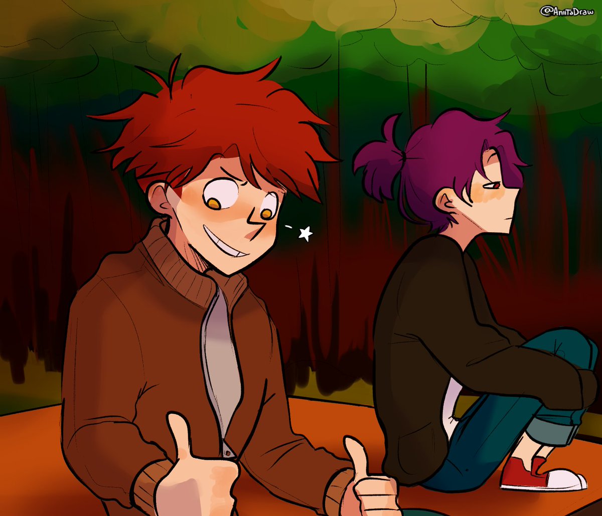 AniitaDraw's tweet photo. Parte 1/? 
Es un mini comic eh. Una escena, con Fonnie
❤💜
#FHS #Fonnie https://t.co/UytDDIYxmB