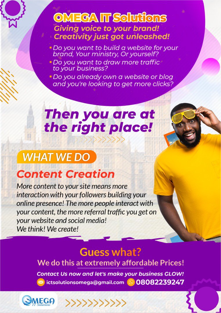omegaITsolution's tweet image. More followers,more likes,more traffic,more clicks,more profit!We know u like the sound of that,we do too!With Omega u&apos;ll ALWAYS get more.Especially when it comes to our content creation packages. Dont miss out on some wordy goodness..Send us a message now!bit.ly/CONTACTOMEGA