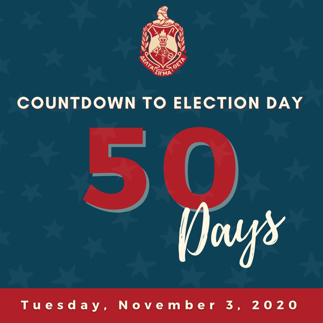 With just 50 days until election day now is the time to confirm your registration status and make sure you have the correct identification to vote. Don't wait until November 3, check your registration status TODAY! 

#DeltasVote #PowerInOurVote #PowerInOurVoice #DST1913