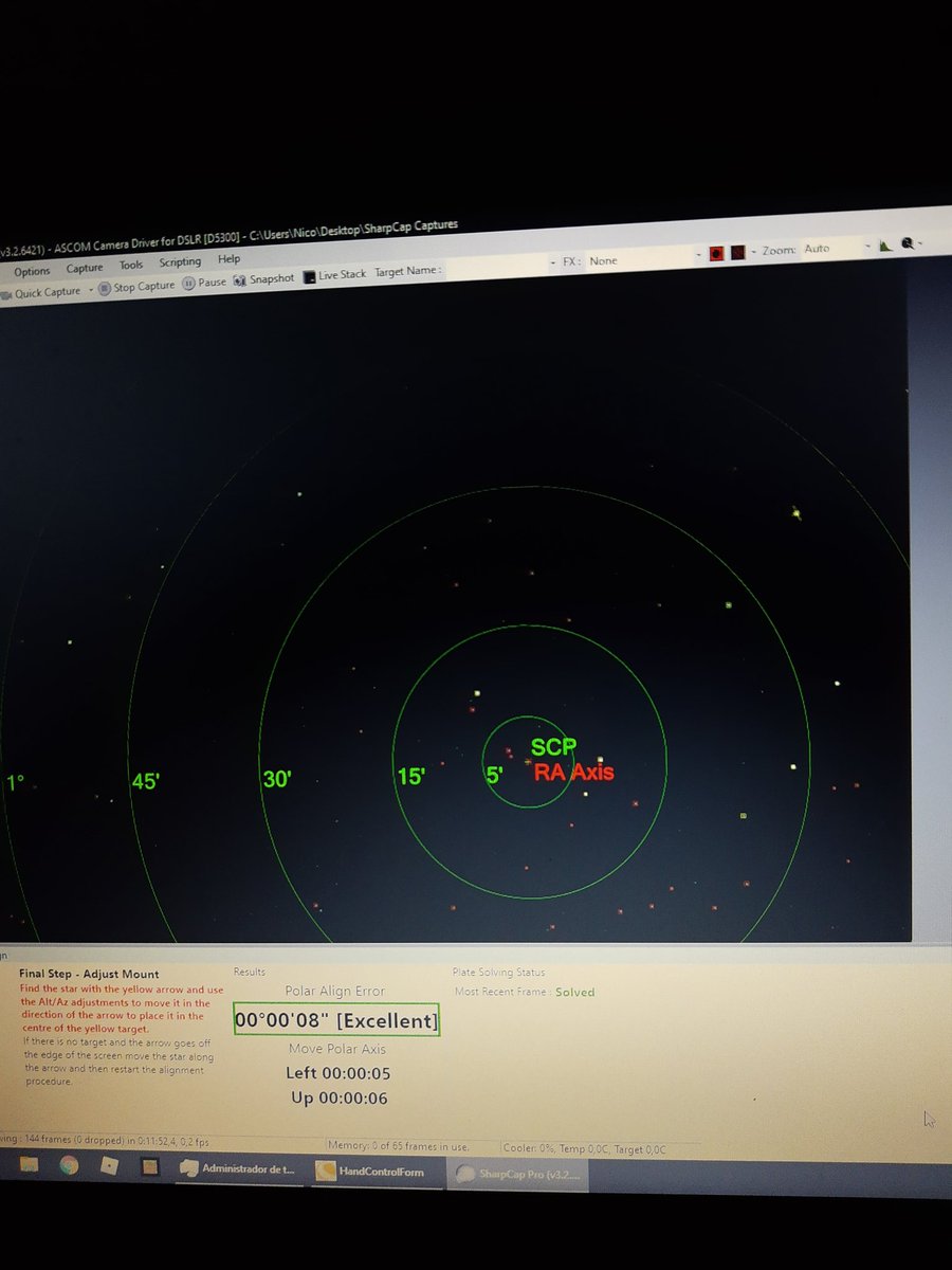 nicolasrocchia's tweet image. Que lindo que es #Sharpcap !! Alineación polar en el hemisferio sur guiada por software!