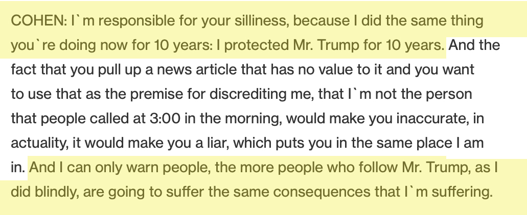 1/ During Cohen’s 2-27-2019 Congressional testimony, Republicans hurled childish Trump-like insults at him. https://www.politico.com/f/?id=00000169-2d31-dc75-affd-bfb99a790001He looked them over and said His book expands and explains.