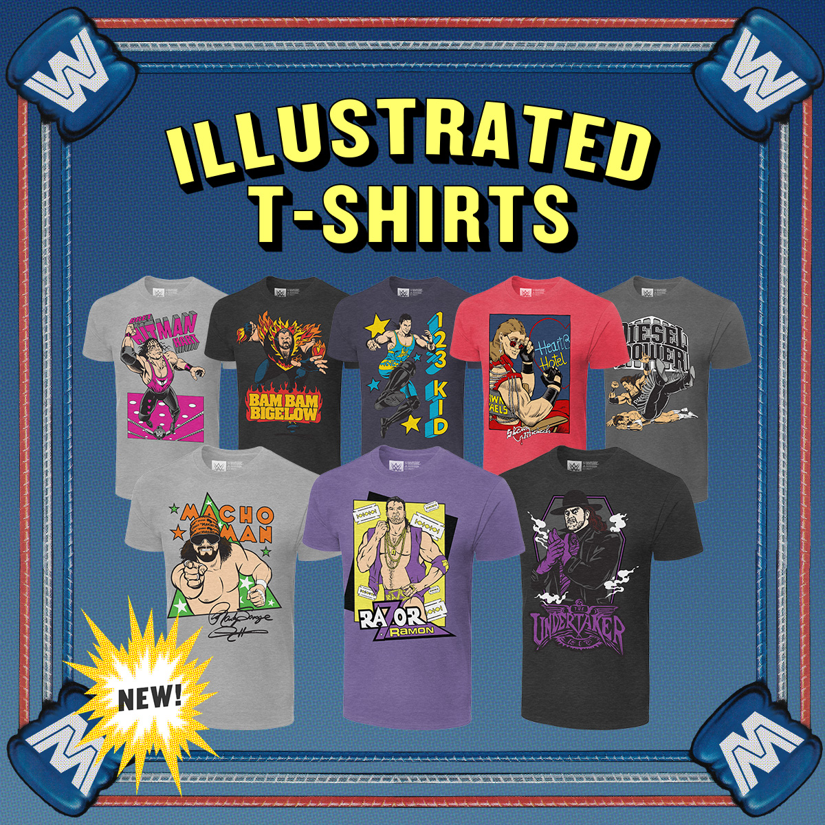 WWELegends's tweet image. Oh yeah! Capture the spirit of the '90s with these colorful illustrated tees at #WWELegendsShop, the place for all your favorite #WWE Legends gear.

bit.ly/3kmnFbD