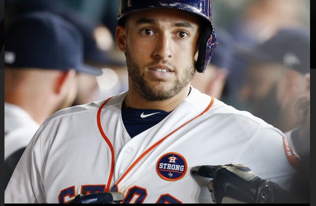 Eric11714's tweet photo. After Hurricane Harvey deluged Houston the @Astros came out wearing their #HoustonStrong patches beating down the Mets showing support for their city. Player @GeorgeSpringer contributing multiple hits while wearing the new patch. [#PlayerPhotoPatchPic] #patch #baseballpatch https://t.co/O41UZQQW5J