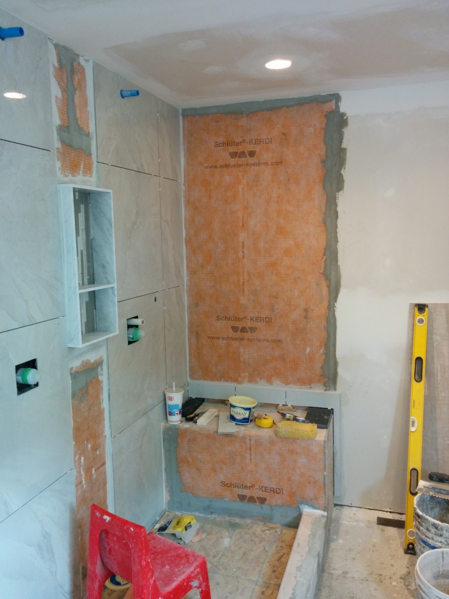 Shower: When creating your custom shower, never forget below-surface waterproofing. Use <a href="/schluterNA/">Schluter-Systems NA</a> products such as Kerdi membrane. 

Read our blog on the benefit of quality craftsmanship from start to finish at bit.ly/3eneIvF

#renovatemeplz #design #construction #home