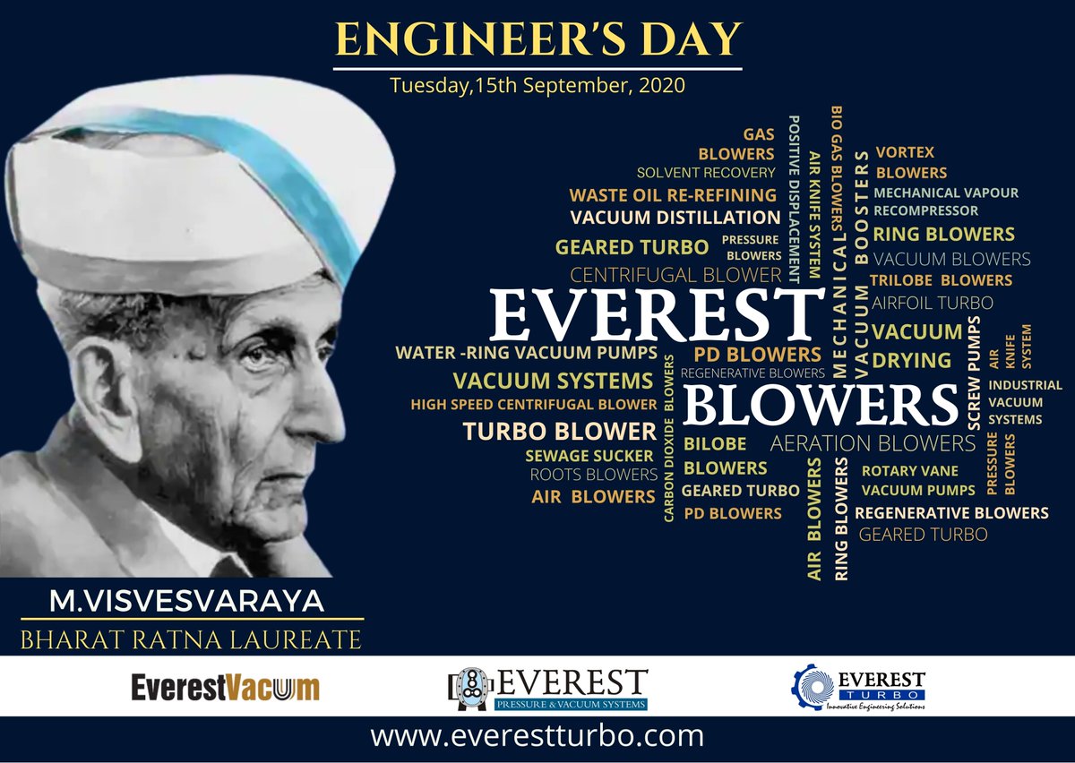 EverestTurbo's tweet photo. Wishing all the Engineers a very Happy Engineer's Day for their valuable efforts in making this world a great place to live.
#EverestTurbo #WeAreEverestTurbo #EverestTurboLife #EverestBlowers #EverestVacuum #EverestGroup #Blowers #CentrifugalBlowers #DynamicBlowers #PDBlowers https://t.co/b2Io0GDSoj