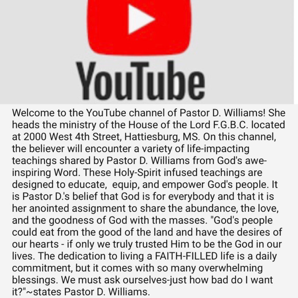 thehousespirit's tweet photo. Subscribe to Pastor D. Williams on YouTube!! https://t.co/3ru3YKDcUL