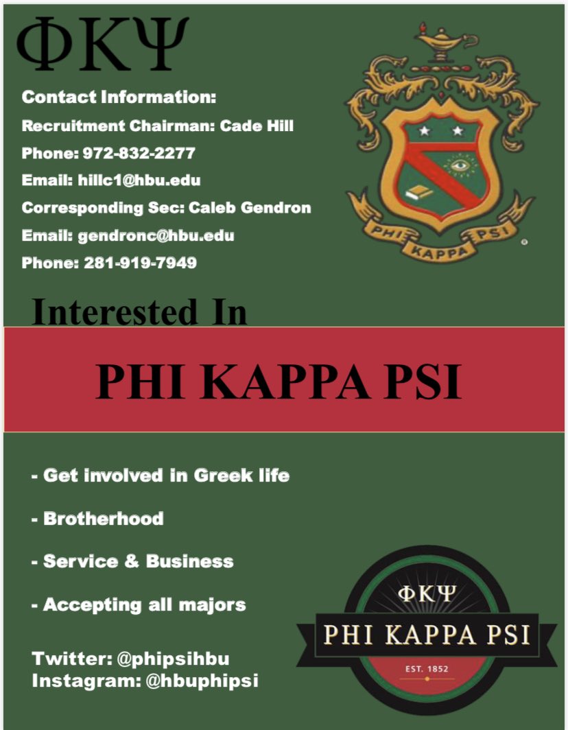 Rush Week is this week! If interested in rushing for our beloved fraternity, feel free to contact us!