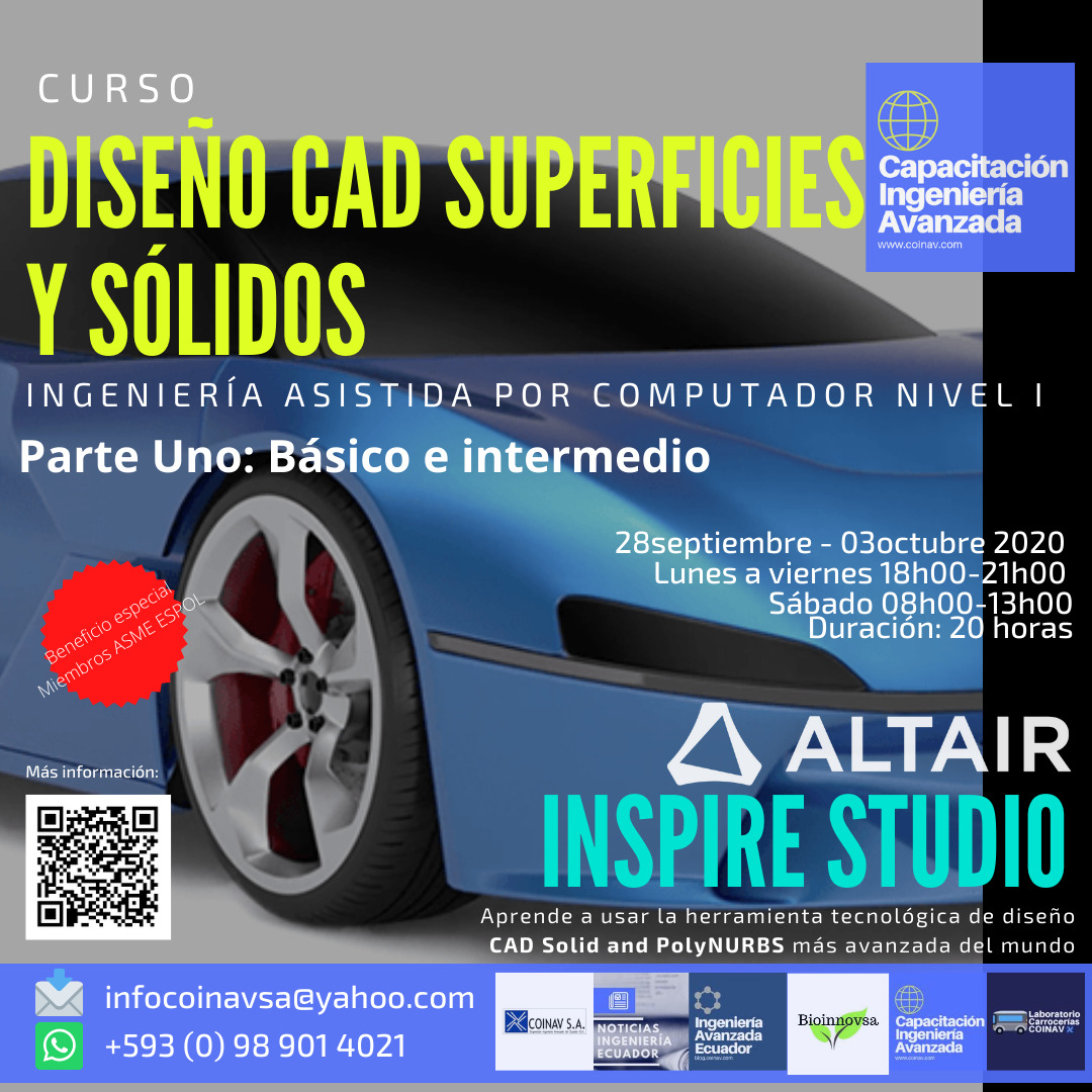 ASME_ESPOL's tweet photo. Estimada comunidad. Se les informa sobre el siguiente curso. Miembros ASME tienen un 20% de descuento, el precio sin descuento es de $65. Esto incluye la licencia del software profesional por 1 año, además del certificado de aprobación del curso. https://t.co/FmkPQH32P9