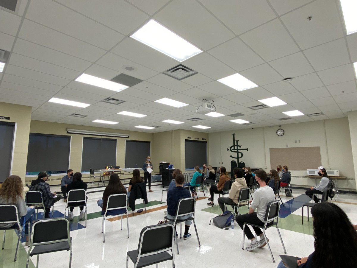 Although students are not singing, our Sr. All City Choir is excited to be having their first class together.