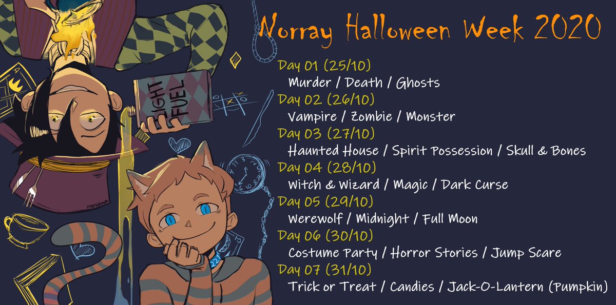 norrayweek's tweet photo. Hello #norray fans, are you ready for....

🎃👻🦇🧛💀🎃
NORRAY HALLOWEEN WEEK 2020
🎃👻🦇🧛💀🎃

The event will be held on 26 Oct - 31 Oct.
Don't forget to tag any of your work/submission with #NorrayHalloween2020 &amp; #NorrayWeek for tracking purpose. Have fun! ^-^ https://t.co/OaJ45aaU24