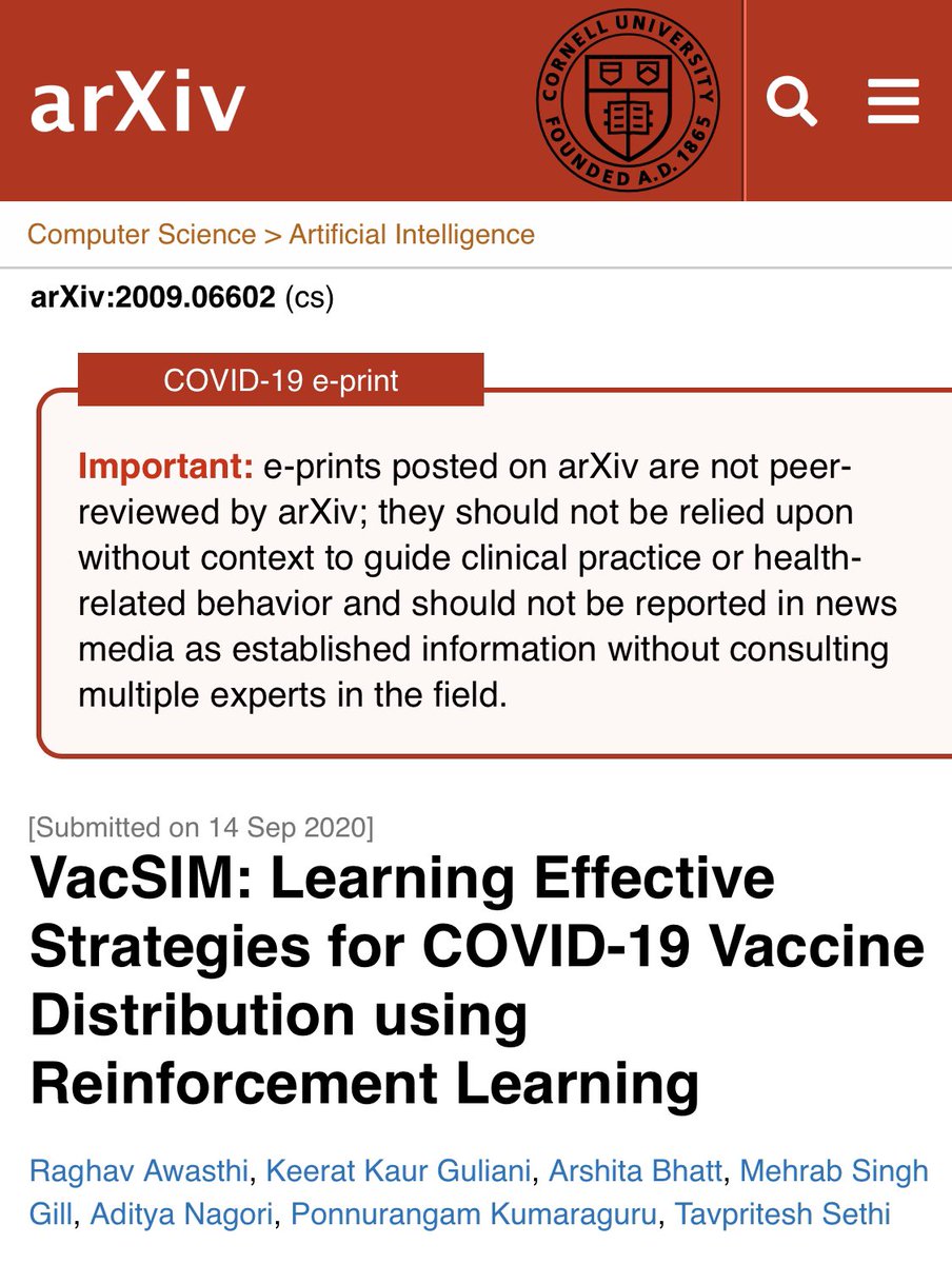 Tavpritesh's tweet photo. #COVID19 vaccine will be a scarce resource requiring distribution strategies that maximize population immunity. Our new work demonstrating potential lives saved through #VacSim, a #ReinforcementLearning strategy for five Indian states. https://t.co/5fjRJGCzN0
#AI 
@EricTopol https://t.co/BvnyRiGHWl